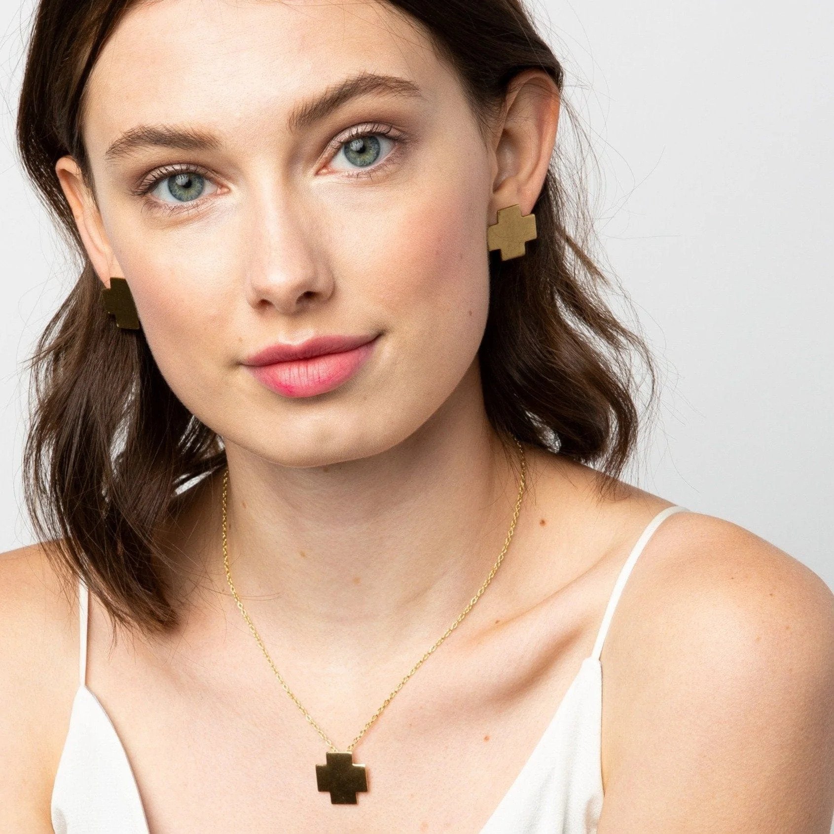 Brass Cross Earring Daisy Jane